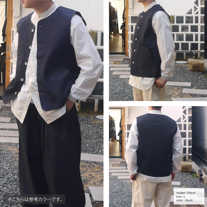 身長175cmの男性スタッフがLサイズ着用。少しオーバーサイズです。